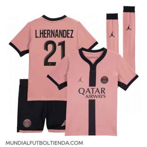 Camiseta Paris Saint-Germain Lucas Hernandez #21 Tercera Equipación Replica 2024-25 para niños mangas cortas (+ Pantalones cortos)